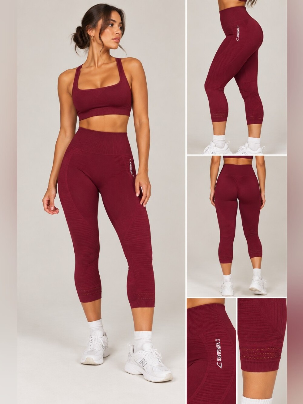 Gymshark OG Seamless Leggings - Burgundy - Capri Length - Small